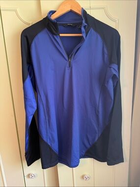 Men's Blue and Black Quarter-Zip Performance Sweater